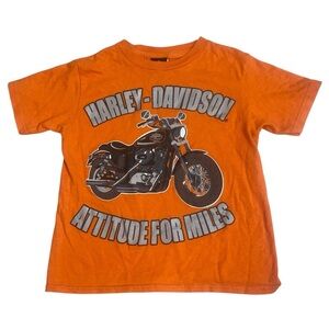 Harley-Davidson‎ Orange Short Sleeve Tee with Motorcycle Graphic